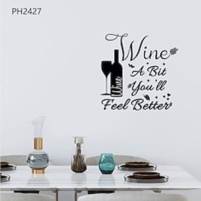 Wine a Bit Wine Bottles Can Be Removed From Restaurant Kitchen Wall Home Decor Background Wall Stickers Lightinthebox