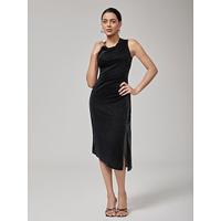 Black Shiny Stretch Cowl Neck Gown