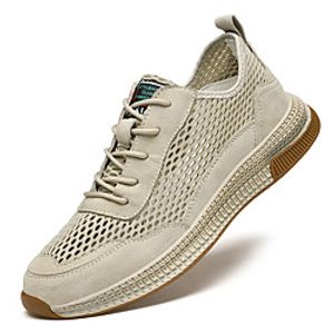Men's Sneakers Comfort Shoes Casual Daily Mesh Pigskin Breathable Wear Proof Black Beige Spring Summer Lightinthebox