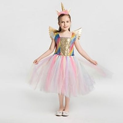 Kids Little Girls' Dress Patchwork colour A Line Dress Party Performance Mesh Patchwork Pink Asymmetrical Sleeveless Princess Sweet Dresses Spring Summer Regular Fit 2-8 Years miniinthebox