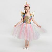 Kids Little Girls' Dress Patchwork colour A Line Dress Party Performance Mesh Patchwork Pink Asymmetrical Sleeveless Princess Sweet Dresses Spring Summer Regular Fit 2-8 Years miniinthebox - thumbnail