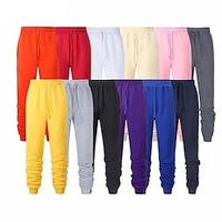 Men's Sweatpants Fleece Pants Winter Pants Solid Color Plain Warm Soft Full Length Casual Daily Stylish Trousers Slim Green Purple Lightinthebox - thumbnail