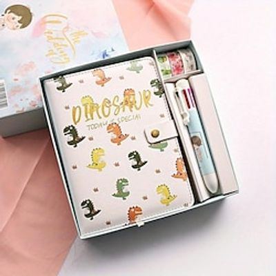 5pcs/box Cute Christmas Notepad Binder Notebook And 3 Rolls Of Ledger Tape With Multi-colored Ballpoint Pen Diary Journal Sketchbook Bullet Agenda Planner Stationery Note Book School Supplies miniinthebox
