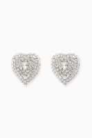 Mini Crystal Heart Clip Earrings - thumbnail