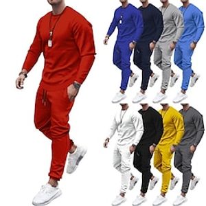 Men's T-shirt Suits Tracksuit Tennis Shirt Shorts and T Shirt Set Set Solid Colored Crew Neck Outdoor Street Long Sleeve Drawstring 2 Piece Clothing Apparel Sports Designer Classic Casual miniinthebox