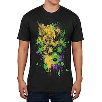 Carnival Mask Mardi Gras Black T shirt Tee Men's Graphic Cotton Blend Shirt Sports Classic Shirt Short Sleeve Comfortable Tee Carnival Sports Outdoor Summer Fashion Designer Clothing S M L XL XXL Lightinthebox