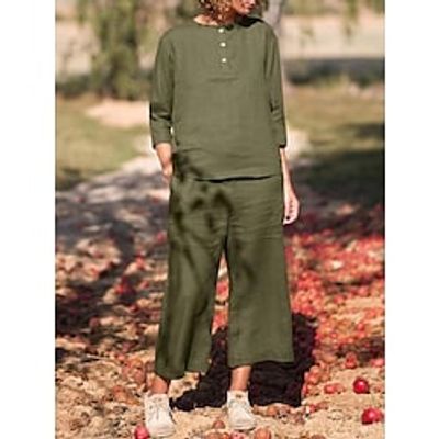 Women's Blouse Shirt Basic Green Blue Casual Daily Solid Color Crew Neck S M L XL 2XL Lightinthebox