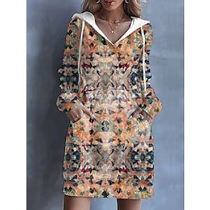 Women's Hoodie Dress Graphic Pocket Print Daily Sports Hot Stamping Active Streetwear Long Hoodies Sweatshirts  Orange miniinthebox