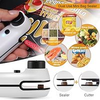 Mini Bag Sealer Portable Heat Sealing Machine Plastic Bags Mini Household Sealer Knob Charging Sealer 2 IN 1 USB Chargeable miniinthebox - thumbnail