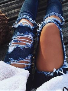 Blue Random Ripped details Jeans