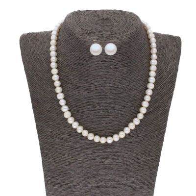 Sri Jagdamba Pearls Cherry 1 Line Potato Pearl Set - JPJUN-20-166