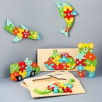 Wooden Three-dimensional Puzzle Puzzle For Children's Birthday Gifts Kindergarten Puzzle Toys Wooden 3d Building Block Six Sided Painting Lightinthebox