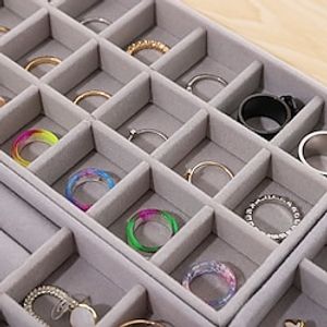 Velvet Jewelry Display Stackable Exquisite Jewellery Holder Portable Ring Earrings Necklace Organizer Box organizator Lightinthebox