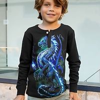 Boys 3D Dragon henley shirt Long Sleeve 3D Print Fall Winter Sports Fashion Streetwear Polyester Kids 3-12 Years Crew Neck Outdoor Casual Daily Regular Fit Lightinthebox - thumbnail
