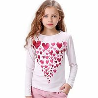 Valentines Girls' 3D Heart Tee Shirt Pink Long Sleeve 3D Print Fall Winter Active Fashion Cute Polyester Kids 3-12 Years Crew Neck Outdoor Casual Daily Regular Fit miniinthebox