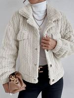 Casual Loose Solid Color Velvet Single Breasted Cardigan Coat