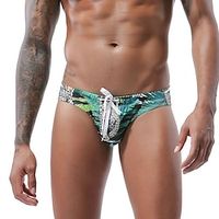 Men's Swim Trunks Swim Briefs Daily Beach Breathable Quick Dry Drawstring Elastic Waist Leopard Short Sport Casual Activewear Blue Green Micro-elastic Lightinthebox - thumbnail