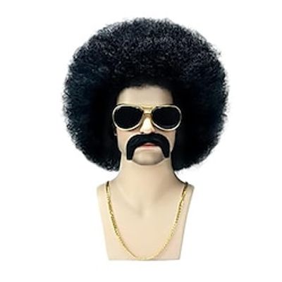 Afro Wig Men 70s Wig for Men 80s Wigs for Men Disco Wig Men Rocker Wig Black Short Curly Wig for Halloween Party(Only Wig) miniinthebox