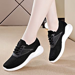Women's Trainers Athletic Shoes Round Toe Athletic Outdoor Elastic Fabric Tissage Volant Pink White Black Lightinthebox