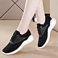 Women's Trainers Athletic Shoes Round Toe Athletic Outdoor Elastic Fabric Tissage Volant Pink White Black Lightinthebox - thumbnail