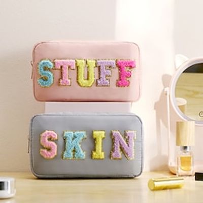 New Makeup Bag Large Capacity Cosmetics Storage Bag Letter Handheld Waterproof Multifunctional Wash Bag Travel Portable miniinthebox