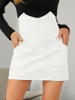 YOINS Side Pockets High Waisted Mini Skirt - thumbnail