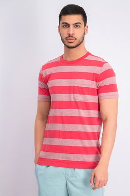 Mens Striped Crew Neck Tee Weathered Red Mens Striped Crew Neck Tee Weathered Red