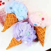 Ice Cream Shape Bath Ball, Reusable Bath Shower Loofah Sponge, Exfoliating Body, Portable Scrubbing Mesh Sponge, Bathroom Supplies, For Cleaning miniinthebox - thumbnail