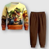 Boys 3D Car Dinosaur Sweatshirt  Pants Set Long Sleeve 3D Printing Fall Winter Active Fashion Cool Polyester Kids 3-12 Years Crew Neck Outdoor Street Vacation Regular Fit Lightinthebox - thumbnail