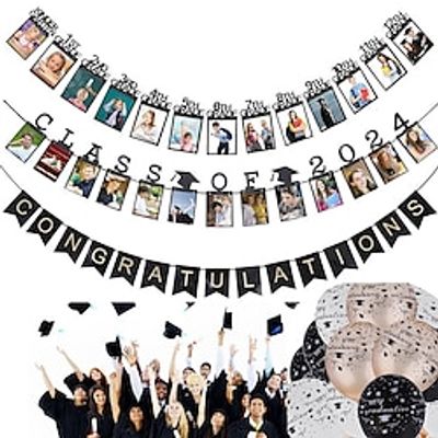 2024 Graduation Celebration Evening Party Venue Atmosphere Decoration - High School and University Commemorative Graduation Photo Banners, Congratulations to the Class of 2024 Graduates, Perfect Decor for Graduation Parties Lightinthebox