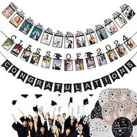 2024 Graduation Celebration Evening Party Venue Atmosphere Decoration - High School and University Commemorative Graduation Photo Banners, Congratulations to the Class of 2024 Graduates, Perfect Decor for Graduation Parties Lightinthebox