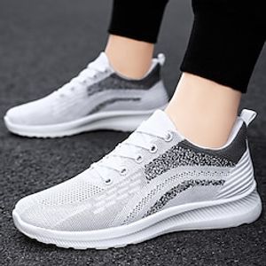 Men's Sneakers Running Shoes Athletic Cushioning Breathable Lightweight Soft Non-slip Running Jogging Knit Summer Spring Black White Grey Lightinthebox