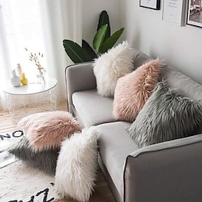 Nordic Style Imitation Wool Pillow Cover Solid Color Long Hair Cushion Cover Livingroom Bedroom Sofa Couch miniinthebox