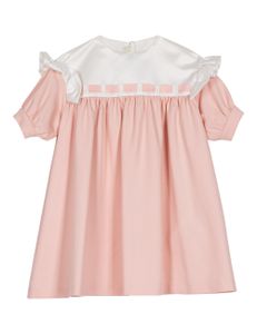 Ruffle Panel Dress - White / Pale Pink