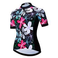 21Grams Women's Short Sleeve Cycling Jersey Summer Spandex Polyester Black Floral Botanical Bike Jersey Top Mountain Bike MTB Road Bike Cycling Quick Dry Moisture Wicking Breathable Sports Clothing Lightinthebox - thumbnail