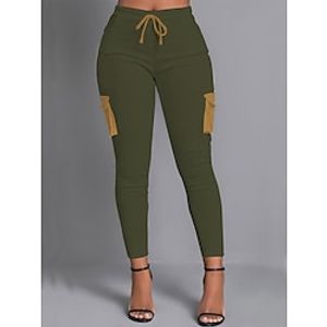 Women's Leggings Full Length Pocket Micro-elastic Mid Rise Daily Streetwear Army Green S M All Seasons Lightinthebox