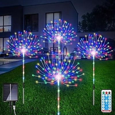 One Drag Four 480 Leds Solar Garden Lights, Firework Lights for Outdoor Decor, 8 Modes Solar Lights Outdoor Waterproof with Remote, Landscape Decorative for Yard Pathway Lawn Christmas miniinthebox One Drag Four 480 Leds Solar Garden Lights, Firework Lights for Outdoor Decor, 8 Modes Solar Lights Outdoor Waterproof with Remote, Landscape Decorative for Yard Pathway Lawn Christmas miniinthebox
