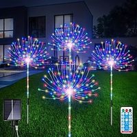 One Drag Four 480 Leds Solar Garden Lights, Firework Lights for Outdoor Decor, 8 Modes Solar Lights Outdoor Waterproof with Remote, Landscape Decorative for Yard Pathway Lawn Christmas miniinthebox - thumbnail