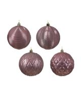 Kaemingk Decoris 10cm Baubles Shatterproof Shiny Velvet Pink Assorted 1 Piece