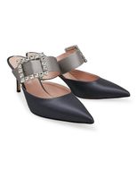 Depart Satin Mules - Black & Grey - thumbnail