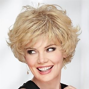 Dance Whisperlite Wig by Paula Young - Short Fashion-Forward Wavy Wig with Razor-Cut Bangs and Luscious Layers  30 Multi-tonal Shades of Blonde Grey Brown and Red Lightinthebox