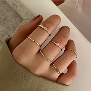 Women's Ring Set Classic Stylish Simple European Sweet Rhinestone Earrings Jewelry Gold For Anniversary Party Evening Street Prom Festival miniinthebox