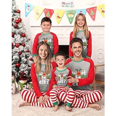 Santa Claus Reindeer Family Christmas Pajamas Nightwear Men's Women's Boys Girls' Family Matching Outfits Christmas New Year Christmas Eve Kid's Adults' Home Wear Polyester Top Pants miniinthebox