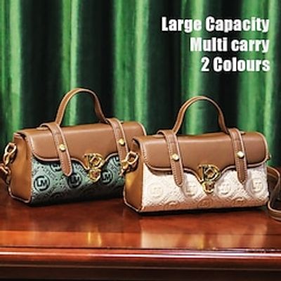 Women's Handbag Crossbody Bag Shoulder Bag Satchel PU Leather Party Daily Holiday Buckle Zipper Large Capacity Lightweight Durable Geometric Color Block Folk White Green miniinthebox