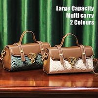 Women's Handbag Crossbody Bag Shoulder Bag Satchel PU Leather Party Daily Holiday Buckle Zipper Large Capacity Lightweight Durable Geometric Color Block Folk White Green miniinthebox - thumbnail
