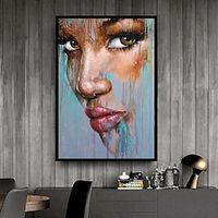Handmade Oil Painting Acrylic Canvas Wall Art Decoration Portrait Face Abstract Knife Draw for Home Decor Rolled Frameless Unstretched Painting Lightinthebox - thumbnail