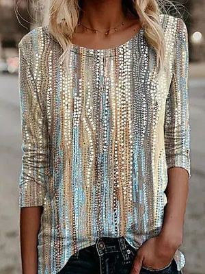 Round Neck Casual Loose Vintage Print Long Sleeve T-shirt Round Neck Casual Loose Vintage Print Long Sleeve T-shirt