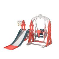 Megastar Adventures In Motion 3 In 1 Playset With Slide, Swing & Basketball Hoop! - Red