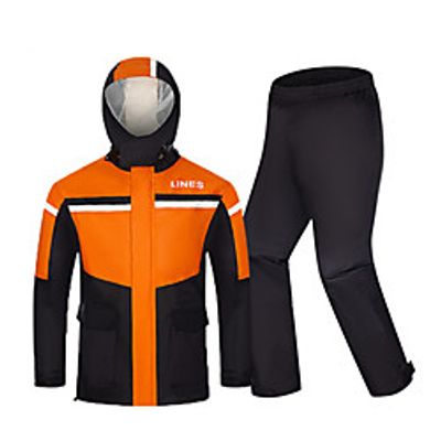 Men's Rain Suit Rain Jacket Pants Hoodie Jacket Outdoor Reflective Waterproof Breathable Stain Resistant Jacket Pants  Trousers Top Fishing Camping  Hiking Running Blue Orange Lightinthebox