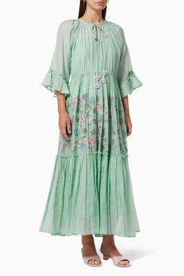 Piano Maxi Dress in Cotton Silk Blend Piano Maxi Dress in Cotton Silk Blend